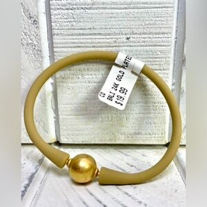 Bali 24K Gold Plated Ball Bead Silicone Bracelet Fashion Jewelry NWT